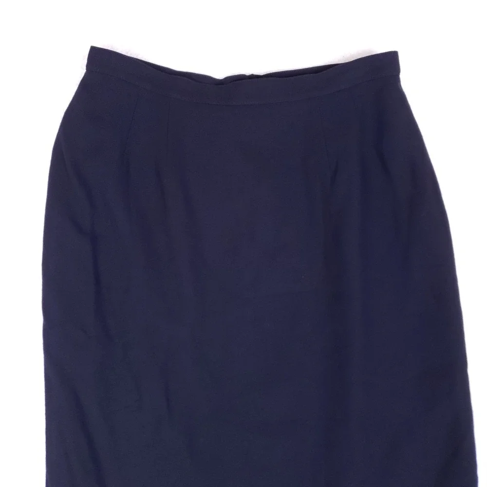 Vintage Essentials for ASL Skirt 10 Navy Blue Rayon Blend Pencil‎ Quiet Luxury